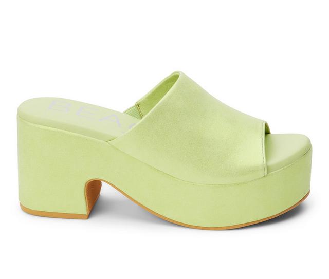 Women's Beach by Matisse Terry Platform Sandals in Lime Metallic color