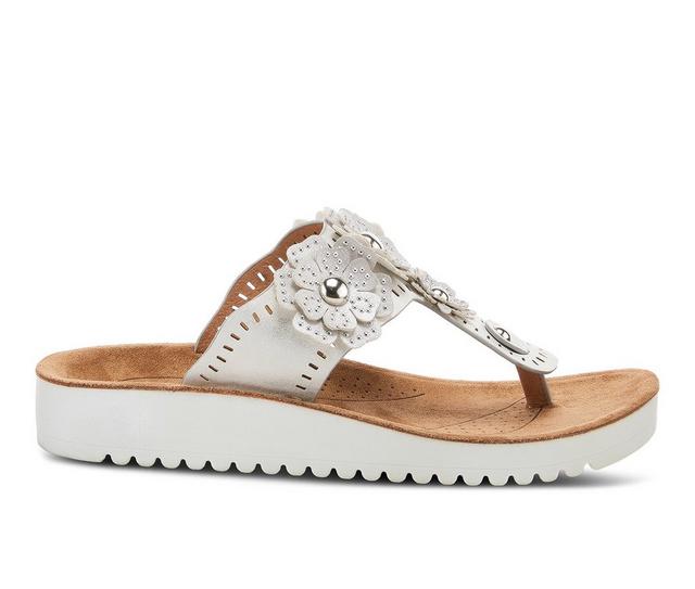 Women's Flexus Bayview Thong Sandals in Silver color