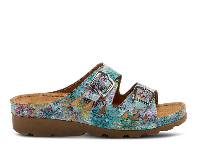 Women's Flexus Delphis Footbed Sandals in Turquoise Multi color