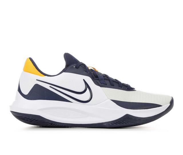 Men's Nike Air Precision VI Basketball Shoes in Wht/Nvy/Gld 101 color