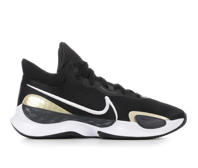 Men's Nike Renew Elevate III Basketball Shoes in Blk/Wht/Gold color