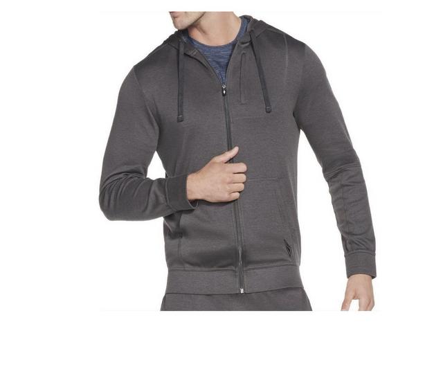 Skechers Go Apparel Men's Go Knit Pique Full Zip Hoodie in Heathr Charcoal color