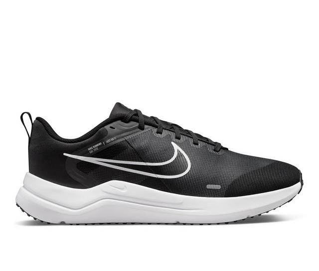 Men's Nike Downshifter 12 Sustainable Running Shoes in Blk/Wht/Gry color