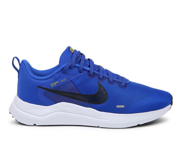 Men's Nike Downshifter 12 Sustainable Running Shoes in Blue/Blk/Volt color