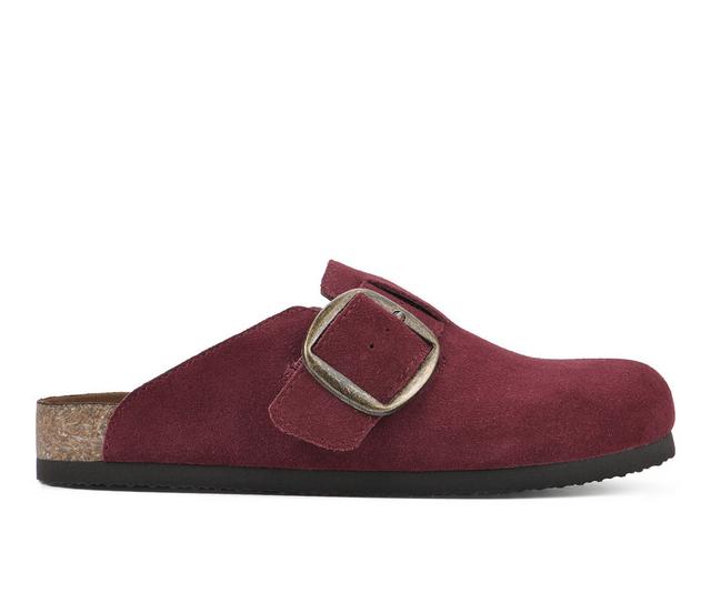 Women's White Mountain Big Easy Clogs in Burgundy Suede color
