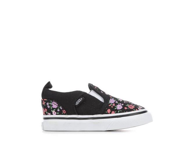 Girls' Vans Toddler Asher V Print Slip-On Sneakers in Ditsy Floral/bk color