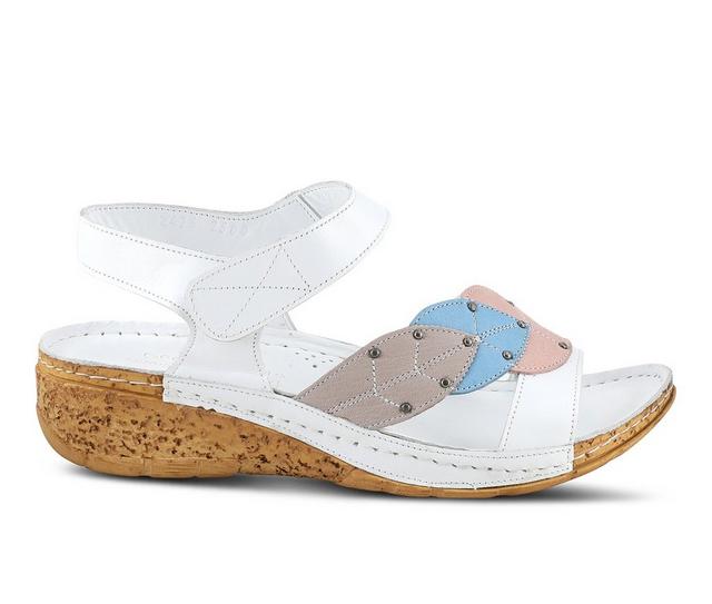 Women's SPRING STEP Leaf Sandals in White Multi color