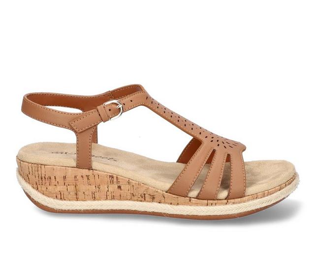 Women's Easy Street Dorinda Wedge Sandals in Tan color