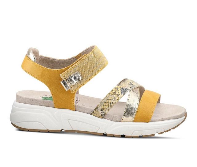 Women's SPRING STEP Heather Footbed Sandals in Mustard Multi color