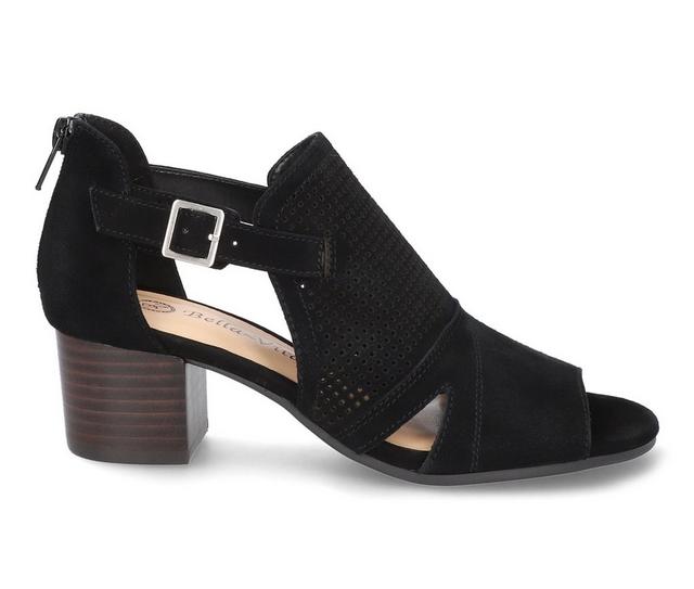 Women's Bella Vita Illiana Dress Sandals in Black Suede Lea color