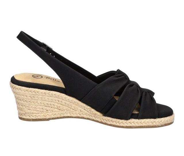 Women's Bella Vita Cheerful Wedges in Black Linen Prt color