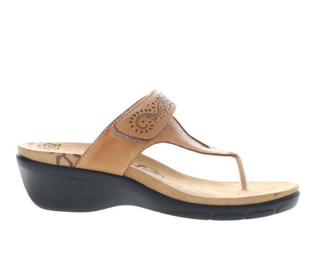 Women's Propet Wynzie Wedge Flip-Flops in Tan color