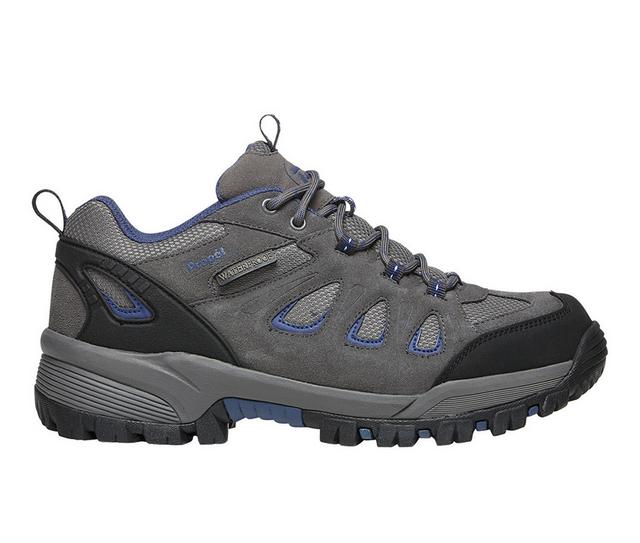 Men's Propet Ridge Walker Low Hiking Boots in Grey/Blue color