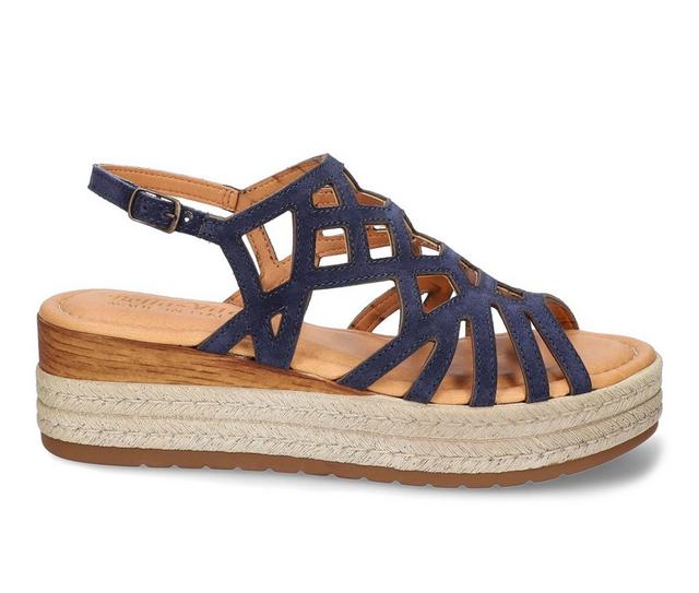 Women's Bella Vita Italy Zip Wedge Sandals in Navy Suede color