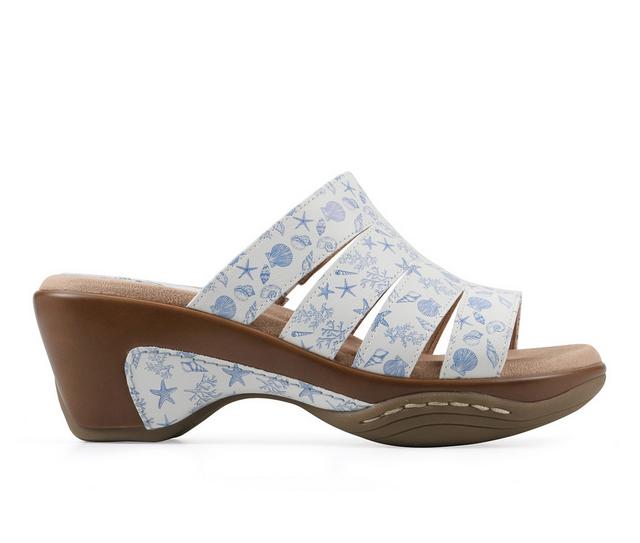 Women's White Mountain Valora Heeled Dress Sandals in Blue Seashell color