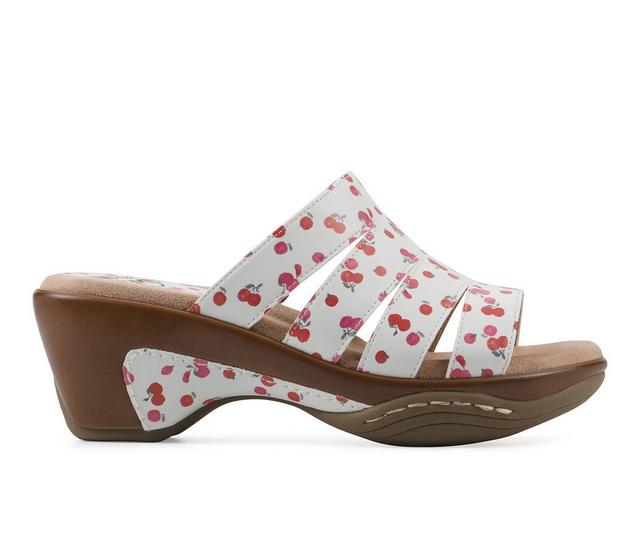 Women's White Mountain Valora Heeled Dress Sandals in Cherry Print color