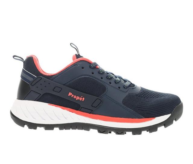 Women's Propet Visper Trail Shoes in Navy/Melon color