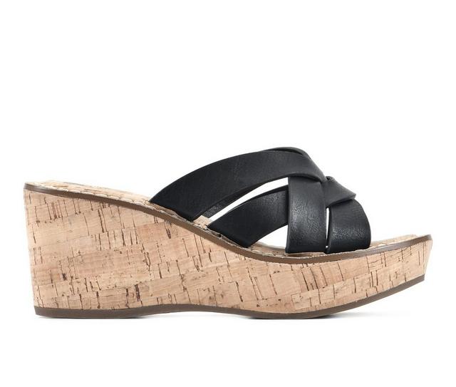 Women's White Mountain Samwell Wedge Sandals in Black color