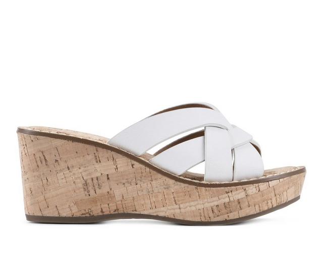 Women's White Mountain Samwell Wedge Sandals in White color