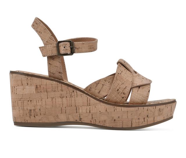 Women's White Mountain Simple Wedge Sandals in Cork color