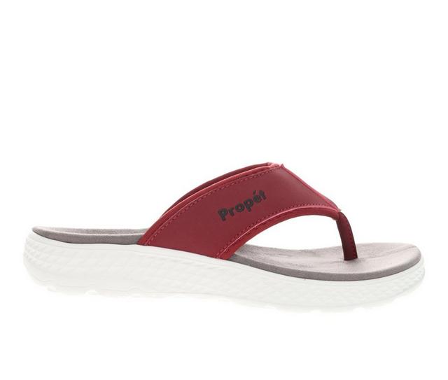 Women's Propet TravelActiv FT Water-Ready Flip-Flops in Maroon color