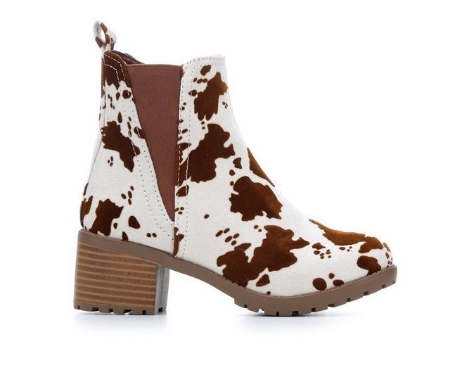 Girls' MIA Little Kid & Big Kid Little Pratt Heeled Boots in Cow Print color