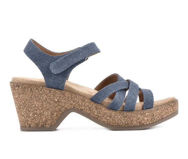 Women's White Mountain Conquer Wedge Sandals in Denim Blue color