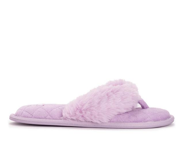 MUK LUKS Maren Thong Slippers in Light Purple color