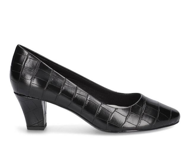 Women's Easy Street Ballari Pumps in Black Croco color