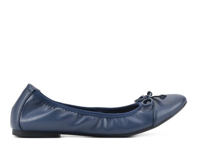 Women's White Mountain Sunnyside II Flats in Navy Smooth color