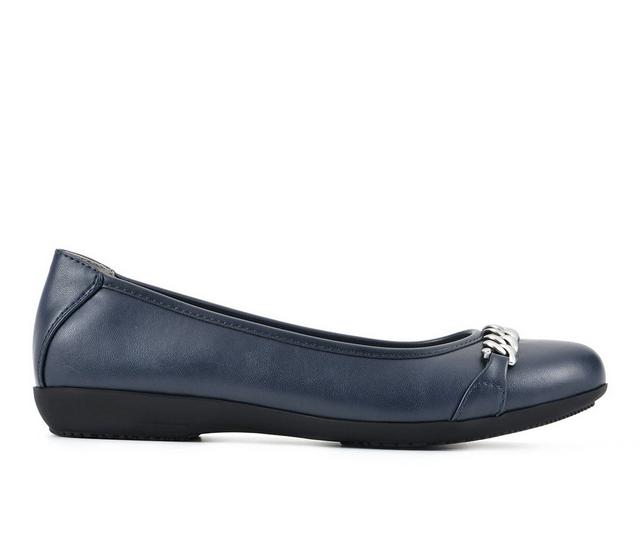 Women's Cliffs by White Mountain Charmed Flats in Navy Smooth color