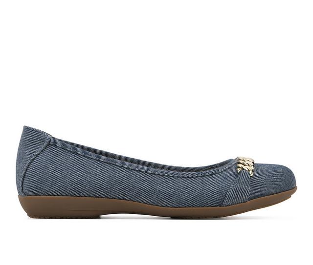 Women's Cliffs by White Mountain Charmed Flats in Denim Fabric color