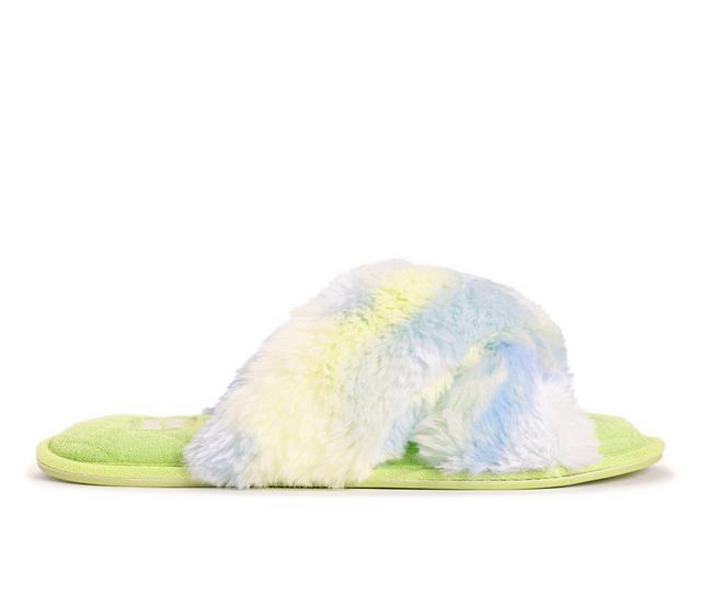 MUK LUKS Perley Slippers in Green Tie Dye color