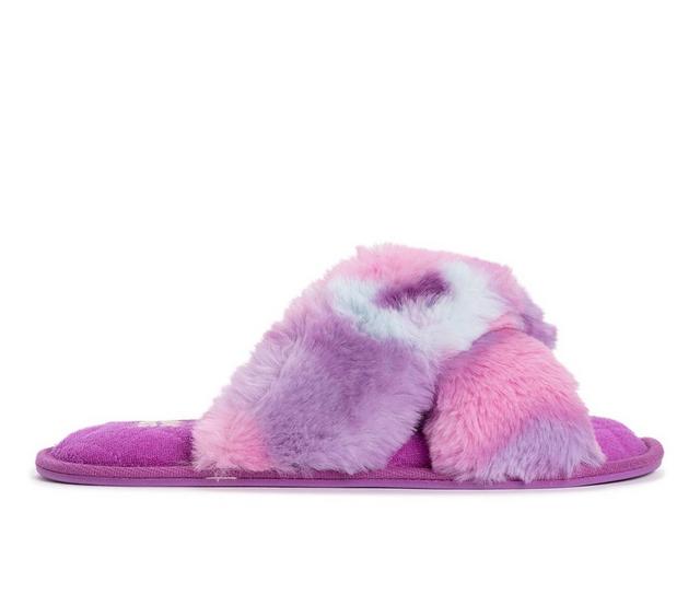MUK LUKS Perley Slippers in Purple Tie Dye color