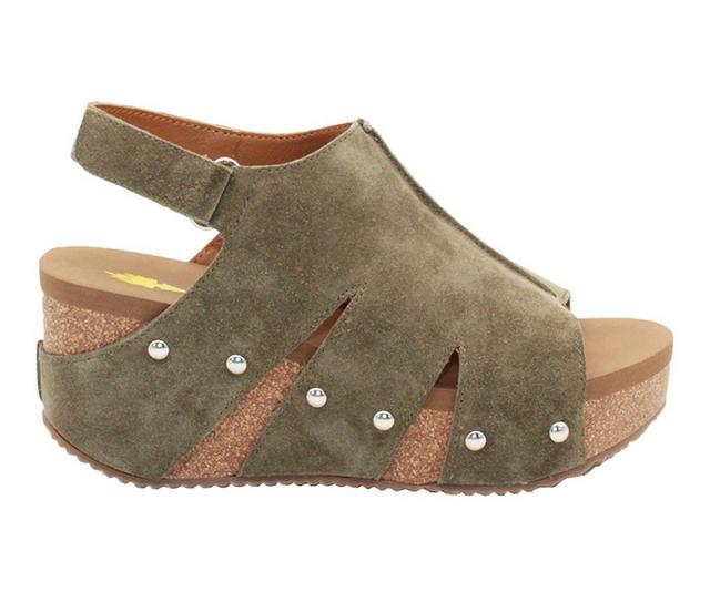 Women's Volatile Montpelier Platform  Wedge Sandals in Olive color