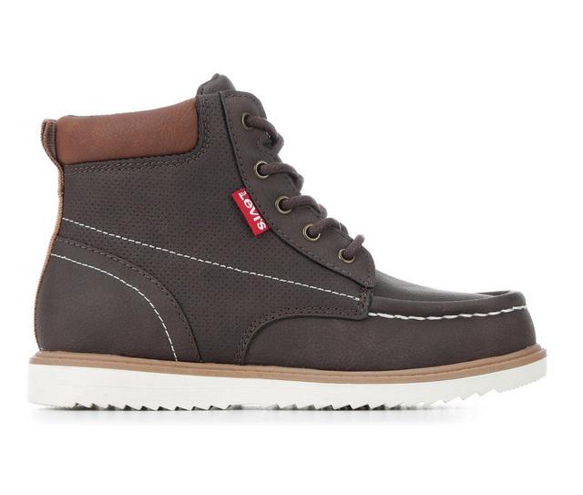 Boys' Levis Big Kid Dean Waxed UL Lace-Up Boots in Brown/Tan color