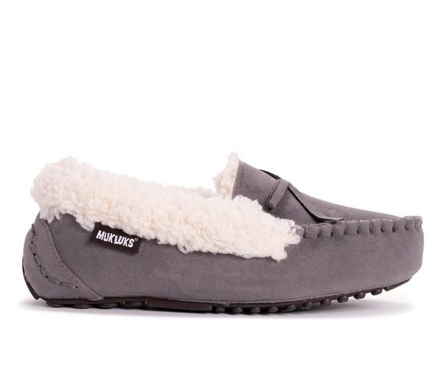 MUK LUKS Jayla Slippers in Light Grey color