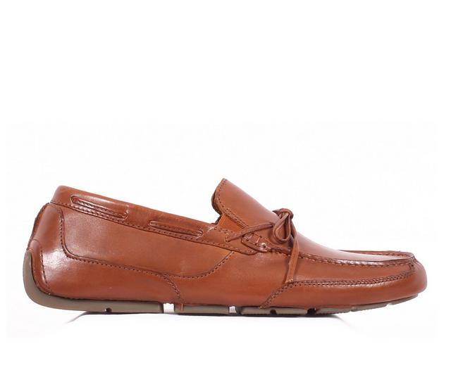 Men's Clarks Markman Lace Slip-On Shoes in Dk Tan Leather color