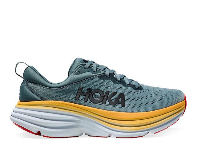 Men's Hoka One One Bondi 8 Running Shoes in Goblin Blue color