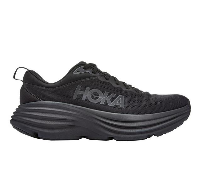 Men's Hoka Bondi 8 Running Shoes in Black/Black color