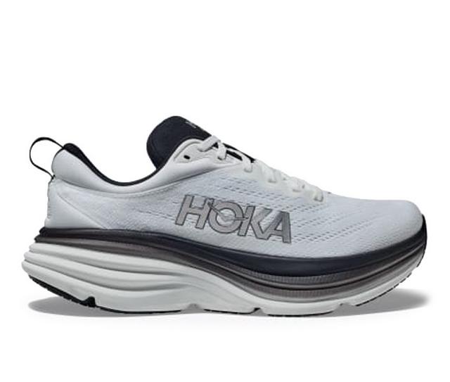 Men's Hoka Bondi 8 Running Shoes in Wht/Blk color