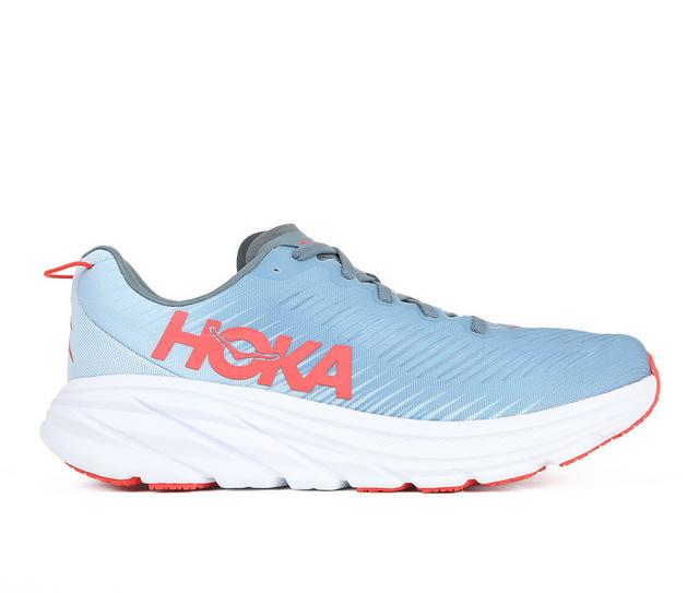 Men's Hoka One One Rincon 3 Running Shoes in Blue/White/Red color