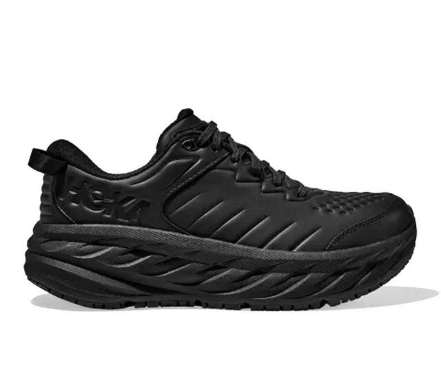 Men's Hoka Bondi SR Slip-Resistant Sneakers in Black color