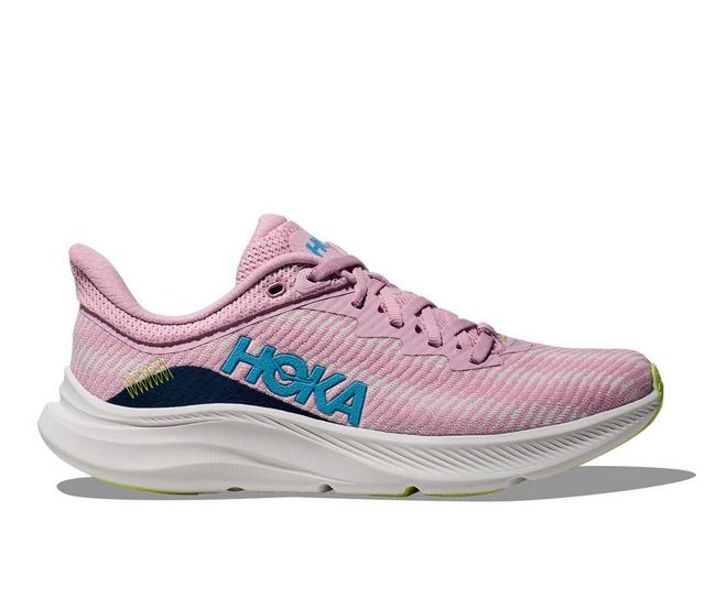 Women's Hoka Solimar Running Shoes in Pink/Lettuce color