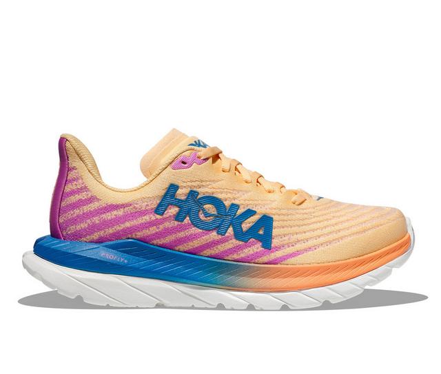 Women's Hoka One One Mach 5 Running Shoes in Orange/Pink color