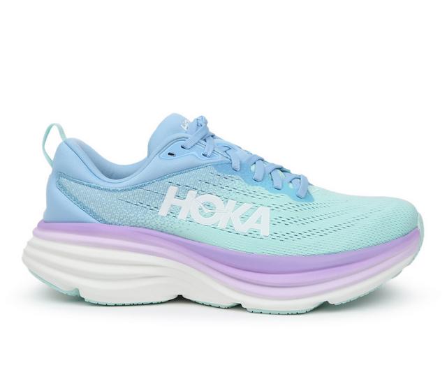 Women's Hoka One One Bondi 8 Running Shoes in Blue color