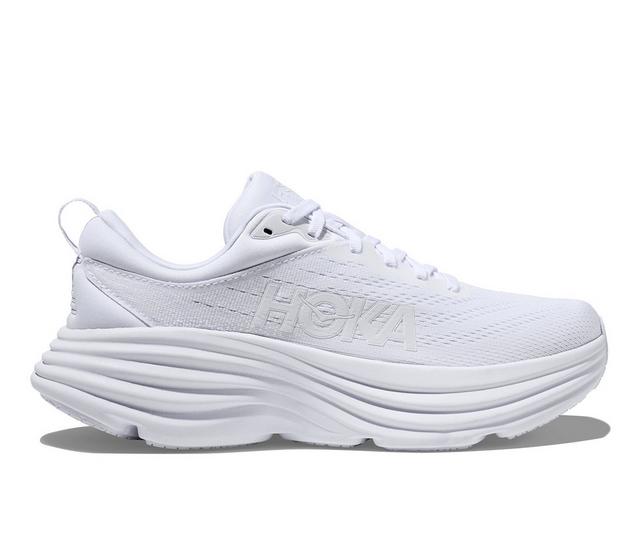 Women's Hoka One One Bondi 8 Running Shoes in White White color