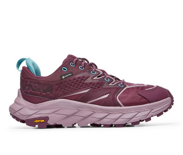 Women's Hoka One One Anacapa Low GTX Hiking Boots in Grape Wine color