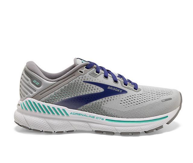 Women's Brooks Adrenaline GTS 22 Running Shoes in Alloy/Blue color