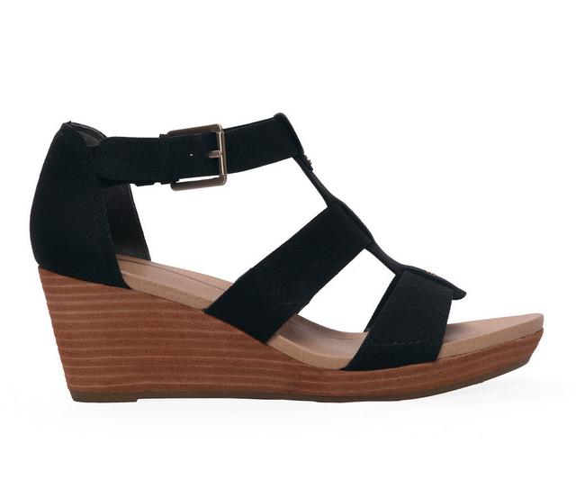 Women's Dr. Scholls Barton Wedge Sandals in Black Snake color